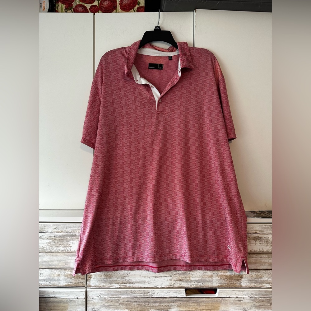 🏌️‍♂️ Quieti Men’s XXL Red Textured Performance Golf Polo Shirt